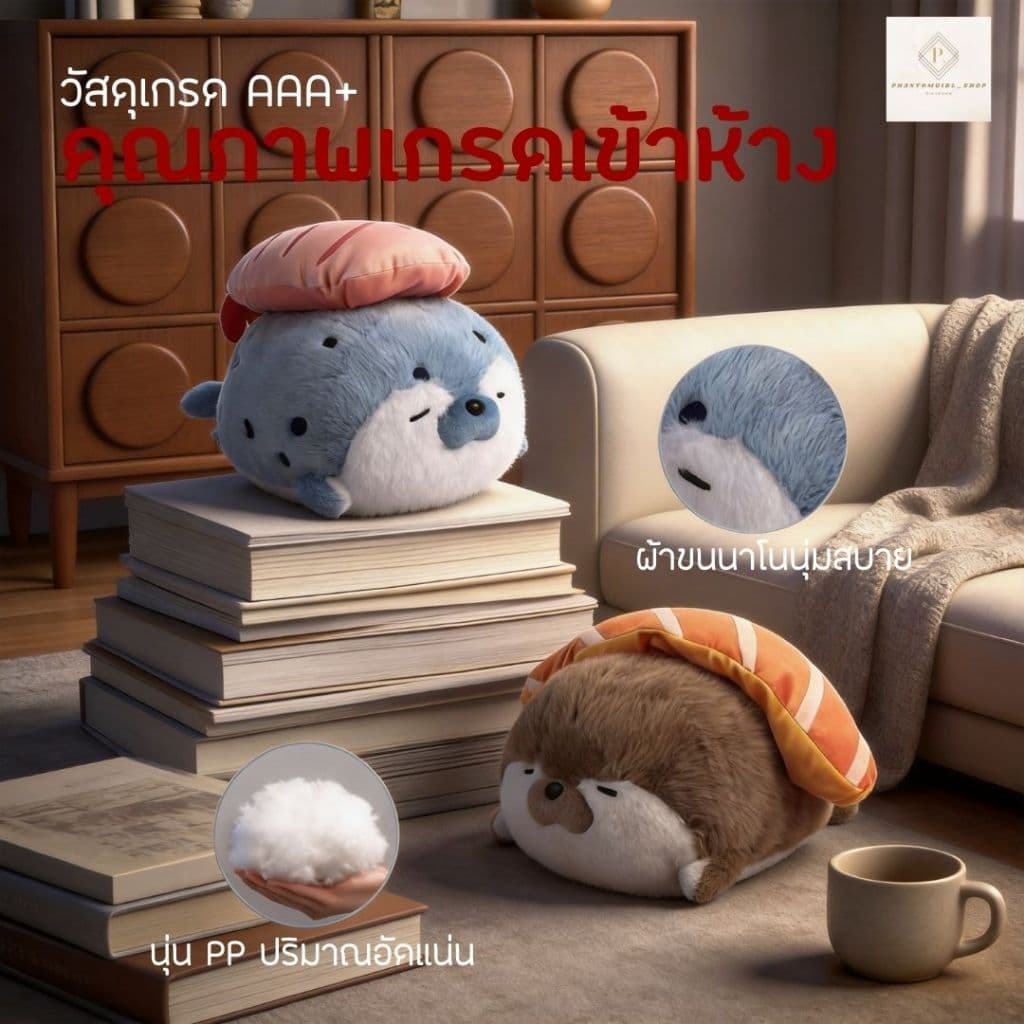 ของขวัญวาเลนไทน์ ตุ๊กตา ตุ๊กตาตัวใหญ่ ตุ๊กตาน่ารัก ดีไซน์แมวน้ำซูชิ นุ่มนิ่มสุดๆ กอดพอดีมือ ของขวัญแทนใจ รูปที่ 4