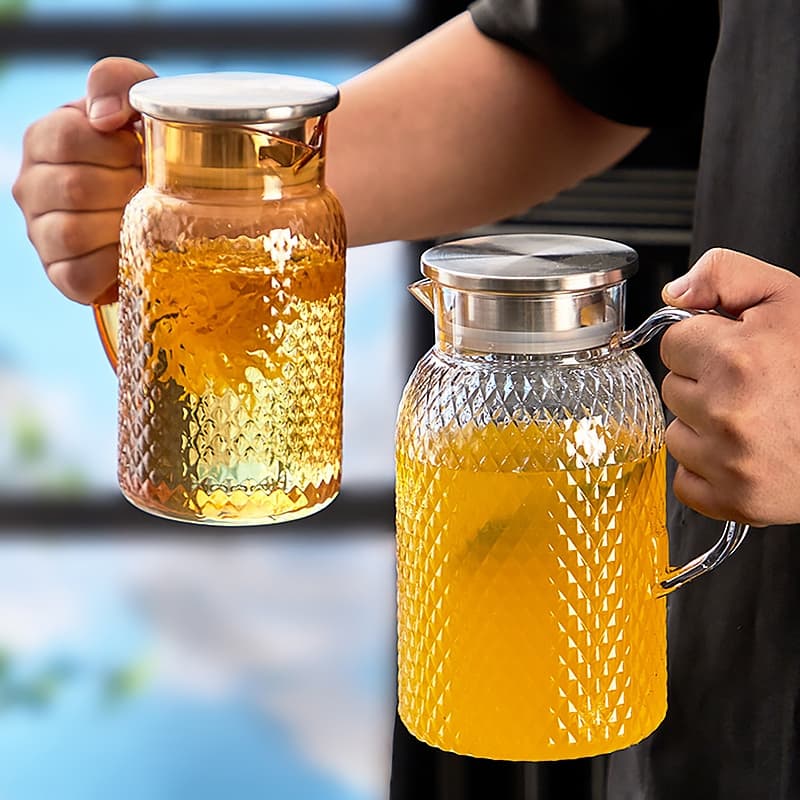 เหยือกน้ำ แบบใส ความจุ 1000ML/1500ML เหยือกพลาสติกพีซี ตกไม่แตก ทนความร้อน/เย็น พร้อมฝาปิดสแตนเลส รูปที่ 6