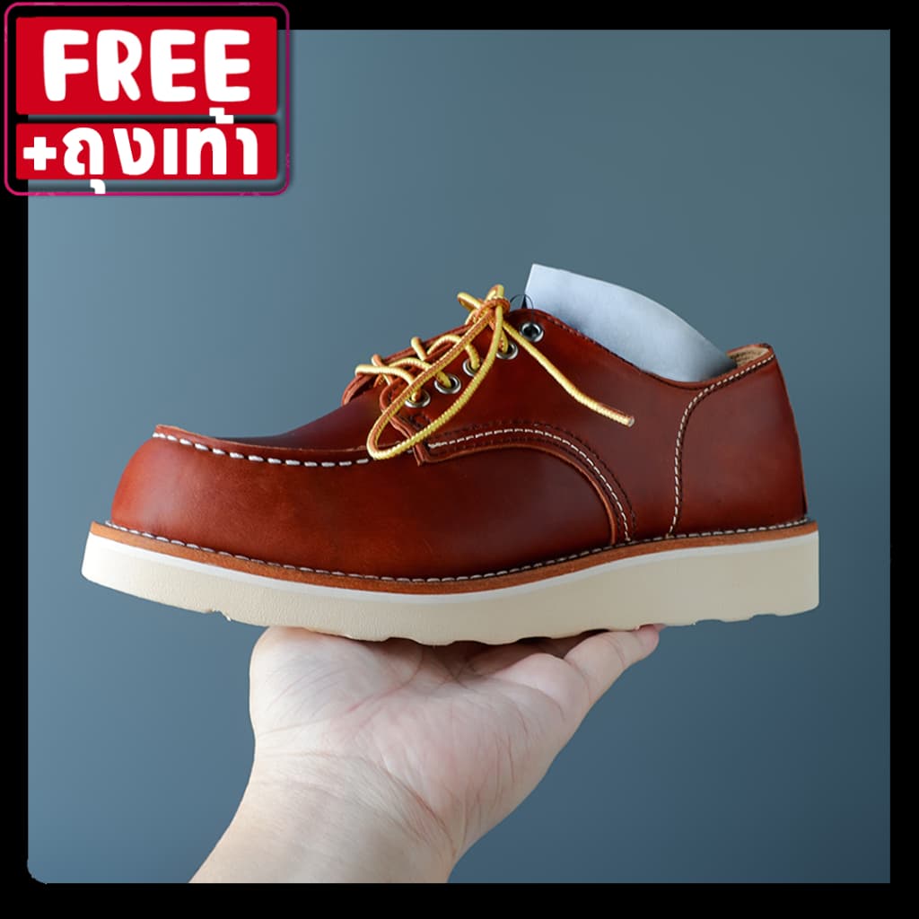 รองเท้าหุ้มส้นหนังแท้ Oxford Moc Toe รองเท้าหัวจีบ รูปที่ 1