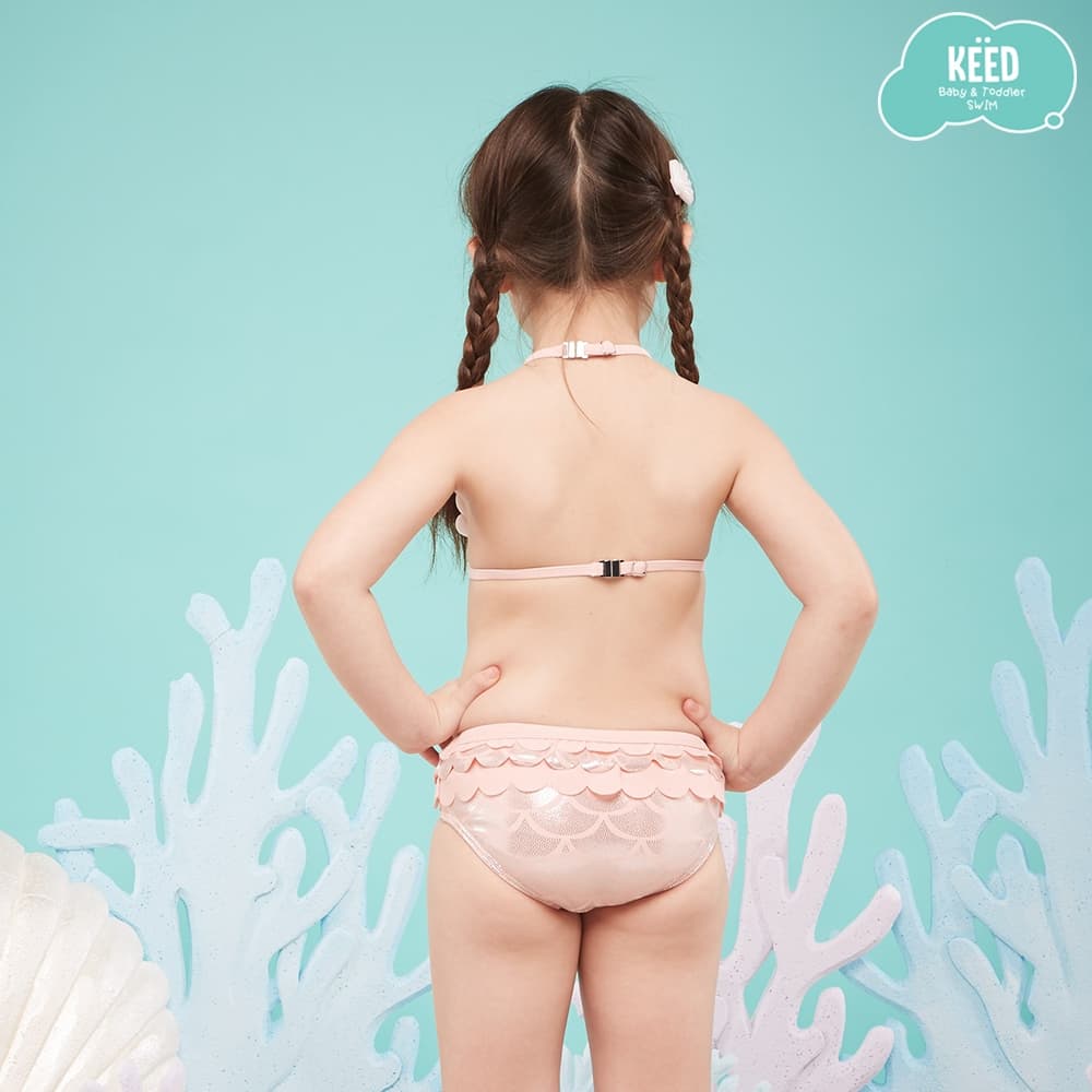 NEW KEED : MERMAID ชุดว่ายน้ำสีชมพูนู๊ด พิมพ์ลายเมลเมด กัน UV50+ รูปที่ 3