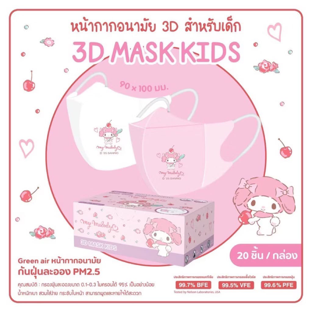 หน้ากากอนามัยเด็ก3D ลิขสิทธิ์แท้ Greenair 20ชิ้น/กล่อง รูปที่ 6