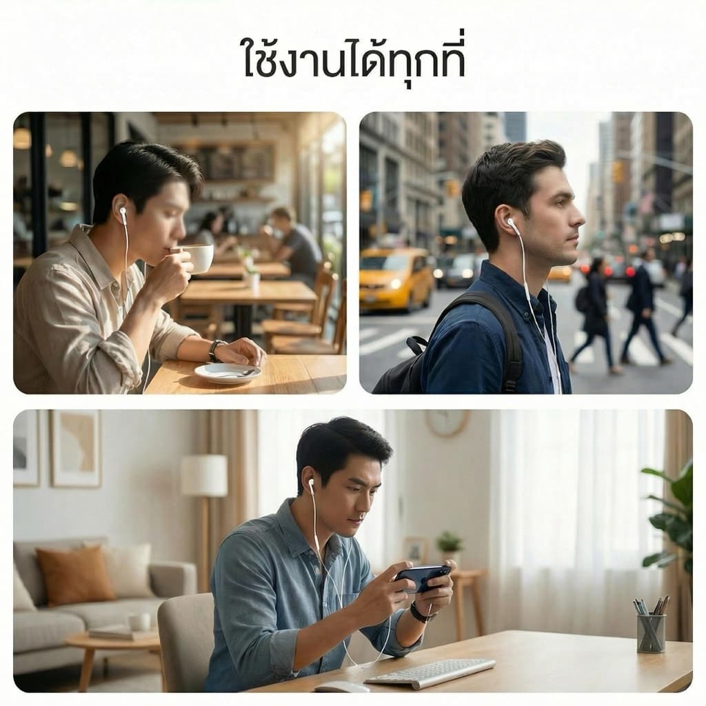 หูฟังไม่ต้องใช้บลูทูธ เสียงดี มีไมโครโฟนในตัว อินเตอร์เฟซ Typec ฟซสายฟ้า สำหรับ ios Android รูปที่ 6