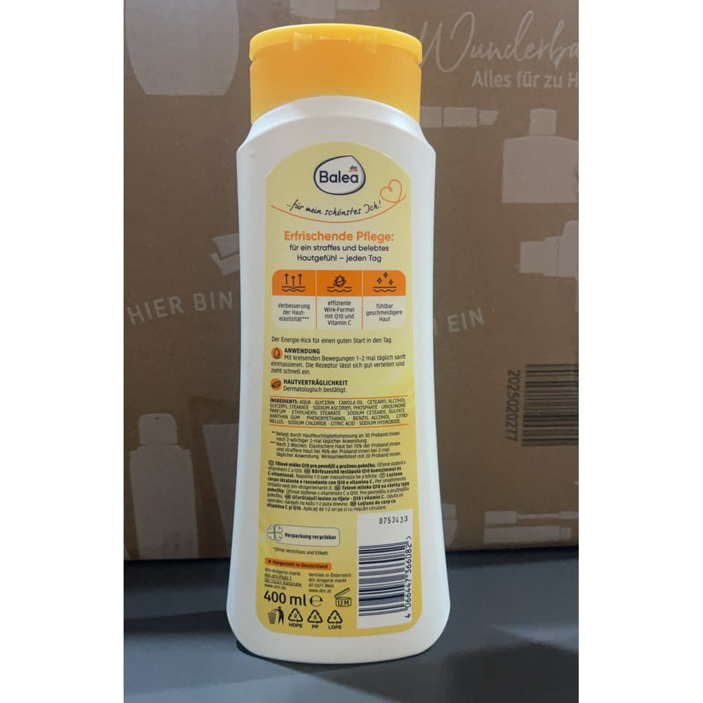 ช่วยเรื่องกระชับ จุดด่างดำ Balea Q10 Bodylotion 400ml.โลชั่นบำรุงผิวกายจาก เยอรมัน รูปที่ 3