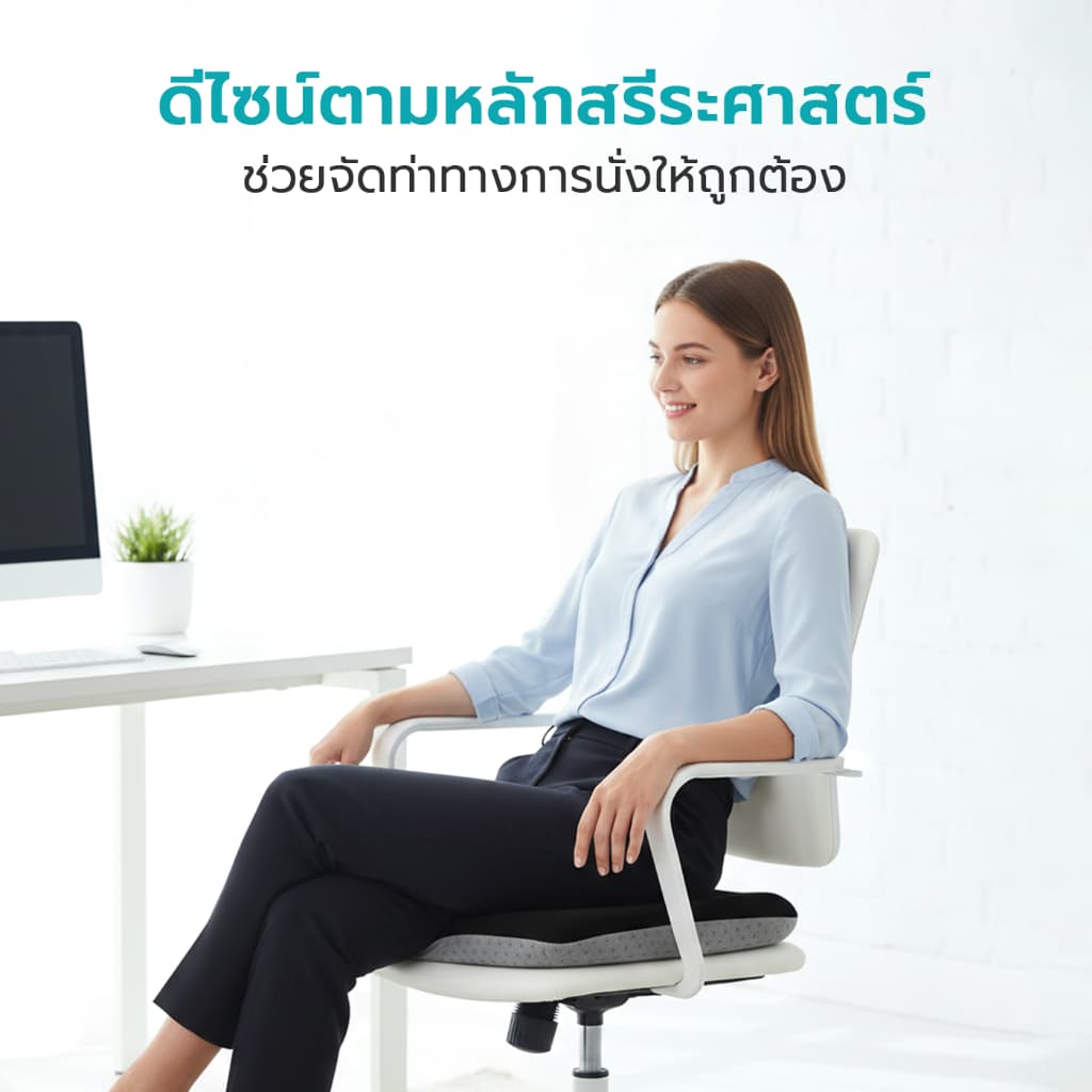 Simple Health TH เบาะรองนั่ง เมมโมรี่โฟม 5 ระดับ Cushion นั่งสบาย ลดแรงกดทับ ไม่เลื่อนเวลานั่ง รูปที่ 7
