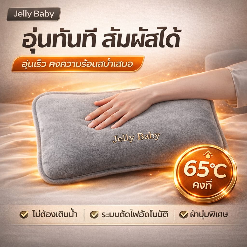 กระเป๋าน้ำร้อนไฟฟ้า ชาร์จไฟ ไม่ต้องเติมน้ำ อุ่นเร็ว ปลอดภัย ระบบตัดไฟอัตโนมัติ รับประกัน 1 ปี รูปที่ 1