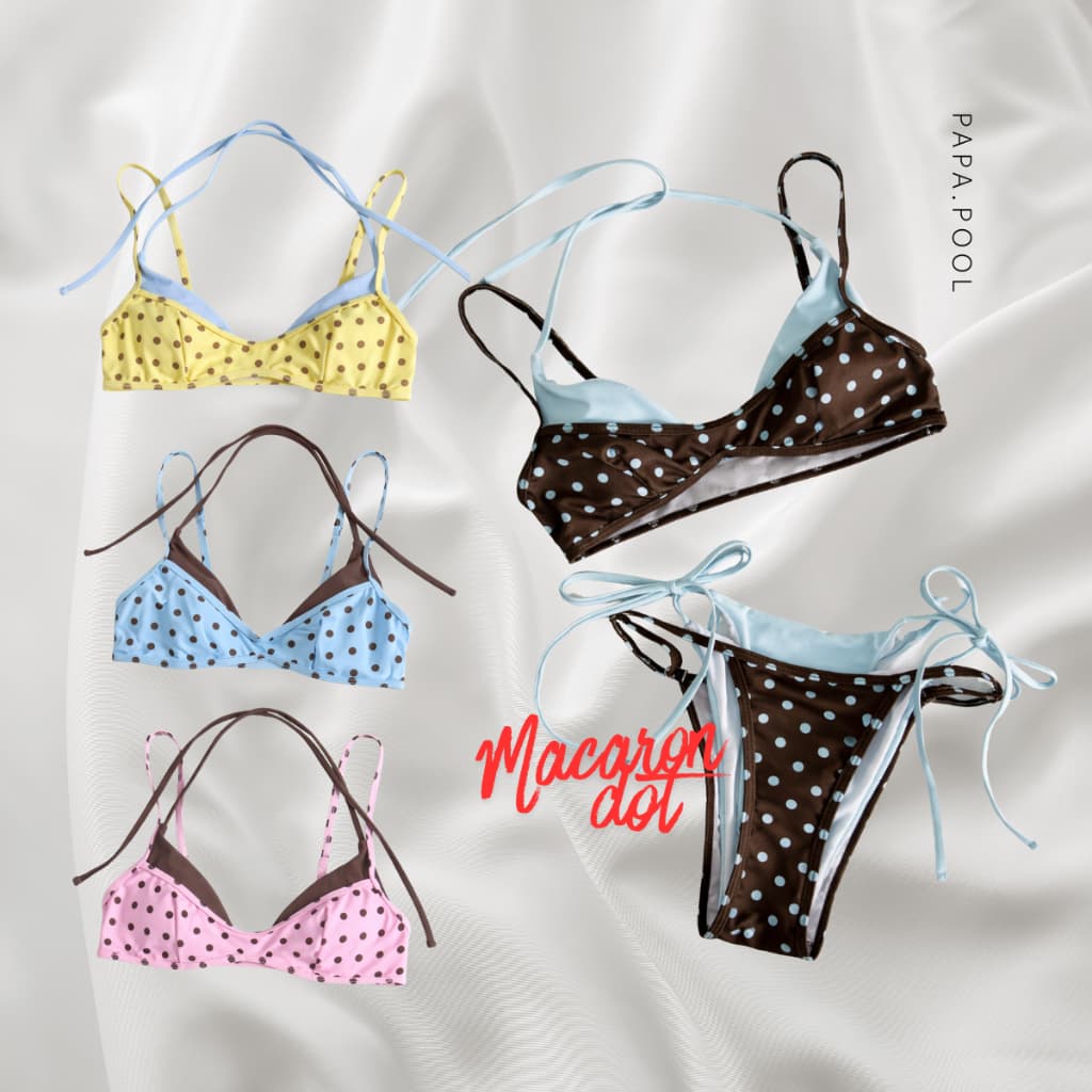 Macaron Dot Bikini ชุดว่ายน้ำสองชั้นลายจุด มี 8 สี รูปที่ 1