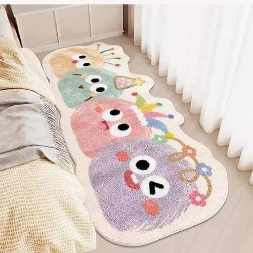 พรมข้างเตียง ลาย Hello Kitty + ขนแกะเทียนุ่มฟู หนาพิเศษ + ปูข้างเตียงนุ่มสบายเท้า กันลื่น ขนาด 80×180 ซม. ส่งจากกรุงเทพ รูปที่ 5
