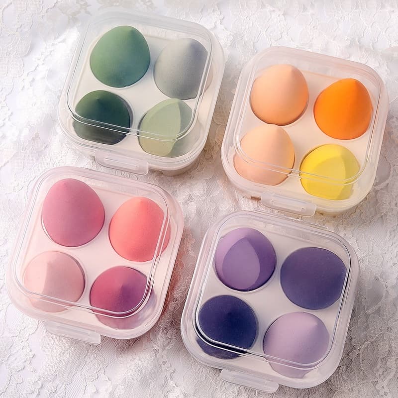 ฟองน้ำแต่งหน้า 4 ชิ้น พร้อมกล่องเก็บ/ ฟองน้ำไข่/ ฟองน้ำเกลี่ยรองพื้น/ พัฟ/ ฟองน้ำแต่งหน้ารูปไข่/ เกลี่ยง่าย/ นิ่มใช้ดี รูปที่ 2