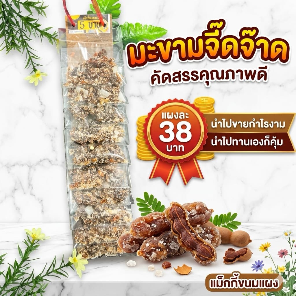 ขนมแผงมะขามจี๊ดจ๊าด กินเพลินเคี้ยวอร่อย จี๊ดจ๊าด แผงละ 10 ห่อ รูปที่ 1