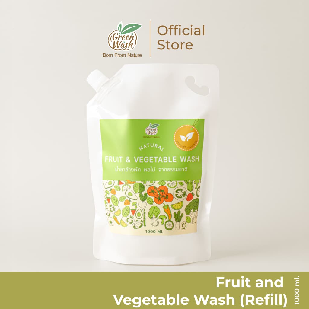GreenWash Fruit and Vegetable Wash น้ำยาล้างผักผลไม้และเนื้อสัตว์จากเอนไซม์ผลไม้ ขนาดรีฟิลล์1ลิตร รูปที่ 1
