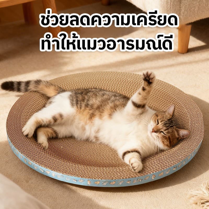 Mango รูปไข่ ของเล่นแมว เตียงแมว กระดาษลูกฟูกความหนาแน่นสูง กระดาน Scratch แมวรูปไข่ สี่ขนาด Cat Scratch Board รูปที่ 8