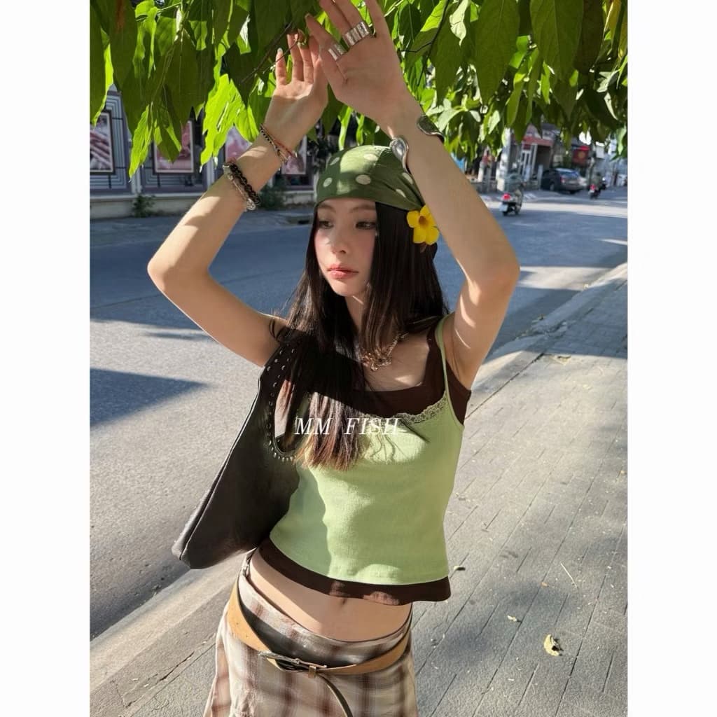 25T SU115 เสื้อสายเดี่ยวเลเยอร์สุดเก๋ ลุคสุดชิคสองเลเยอร์ Tag MM Fish รูปที่ 7