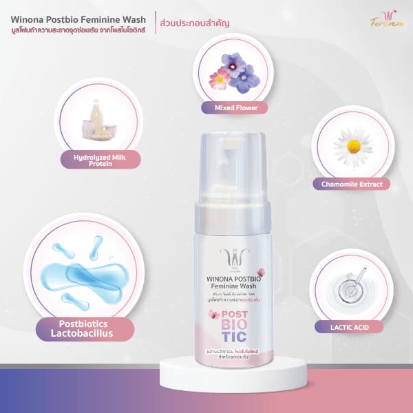 Winona Postbio Feminine Wash มูสโฟมทำความสะอาดน้องสาว รูปที่ 4