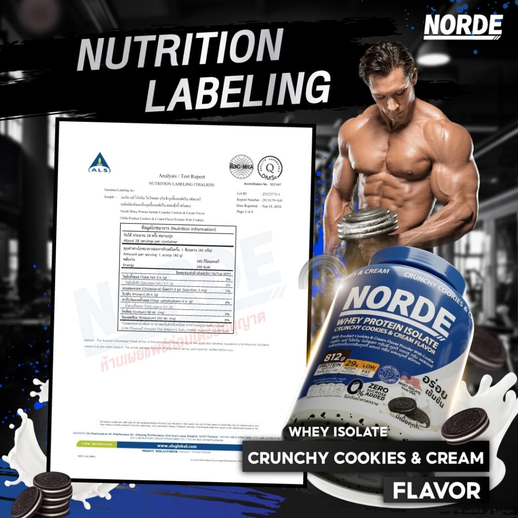 Norde Whey Protein Isolate เวย์โปรตีน ไอโซเลท สูตรเข้มข้น รสช็อกฯ โปรตีนสูง 29g เสริมสร้างกล้ามเนื้อ กระปุกใหญ่ 2.5 lbs รูปที่ 3