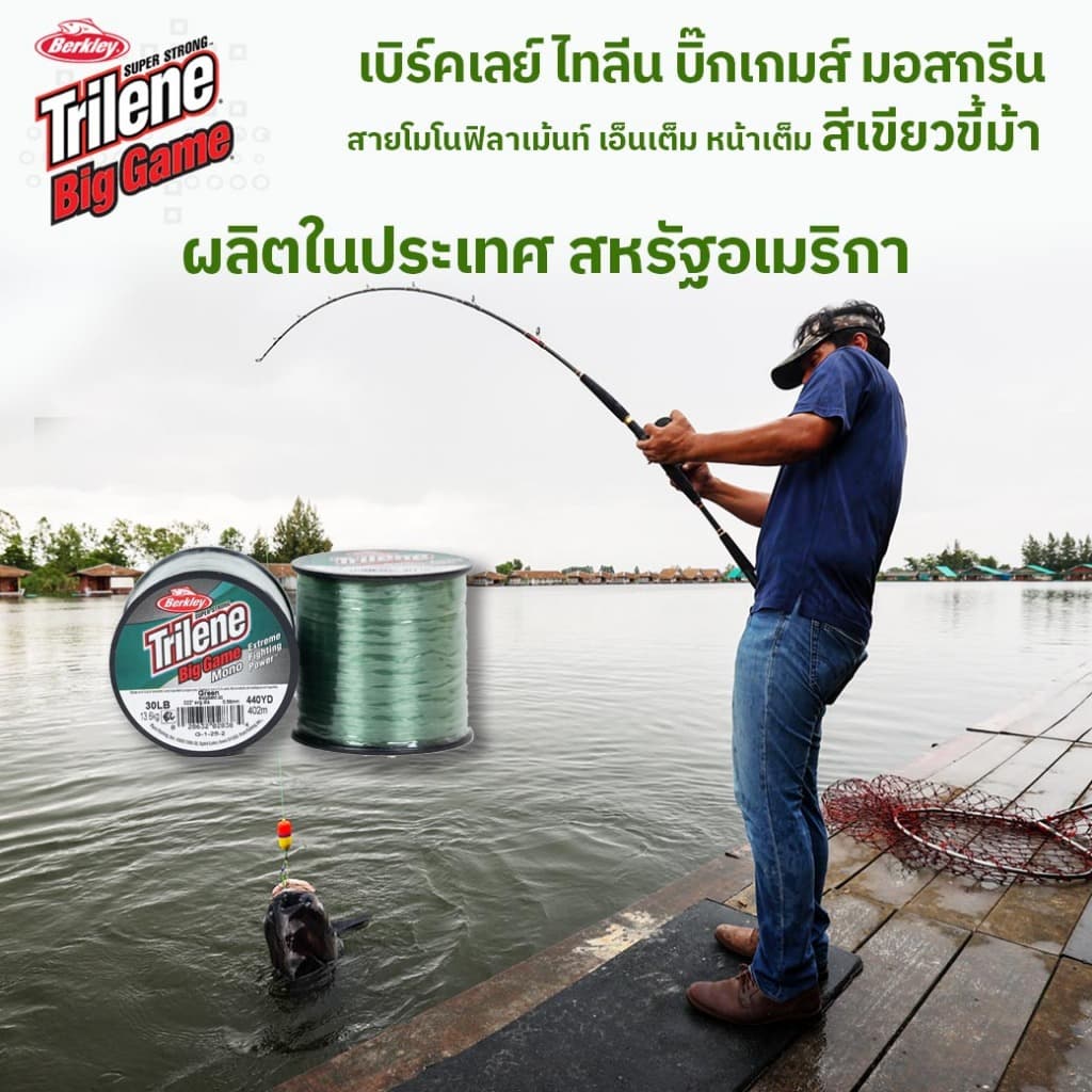 สายเอ็น สายโมโน เบิร์คเลย์ ไทลีน บิ๊กเกมส์ สีเขียวขี้ม้า ขนาด 10-60 ปอนด์ / Berkley Trilene BigGame MossGreenn 10-60lb รูปที่ 5