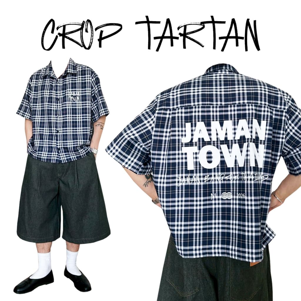 JAMANBKK / CROP TARTAN / เสื้อเชิ้ตทรง Oversize Crop ลายสก็อต รูปที่ 7