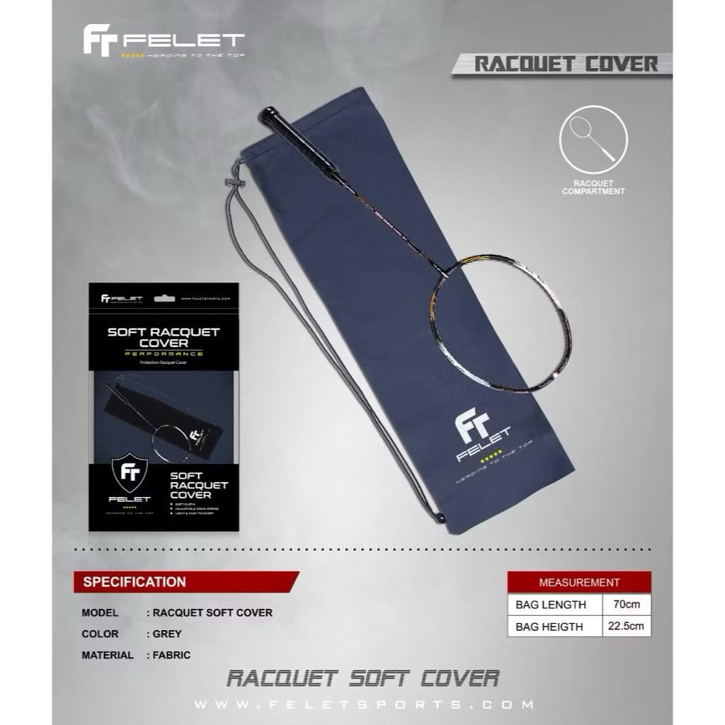 ซองกระเป๋าแบดมินตัน Felet รุ่น Soft Cover Bag ซองใส่ไม้แบดมินตัน รูปที่ 6