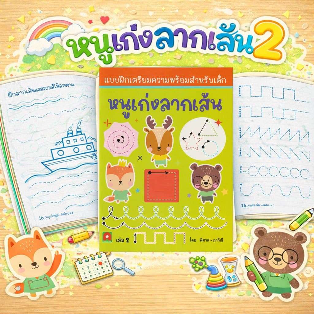 Aksara for kids หนังสือเด็ก แบบฝึกหัด หนูเก่ง ลากเส้น เล่ม 2 รูปที่ 1