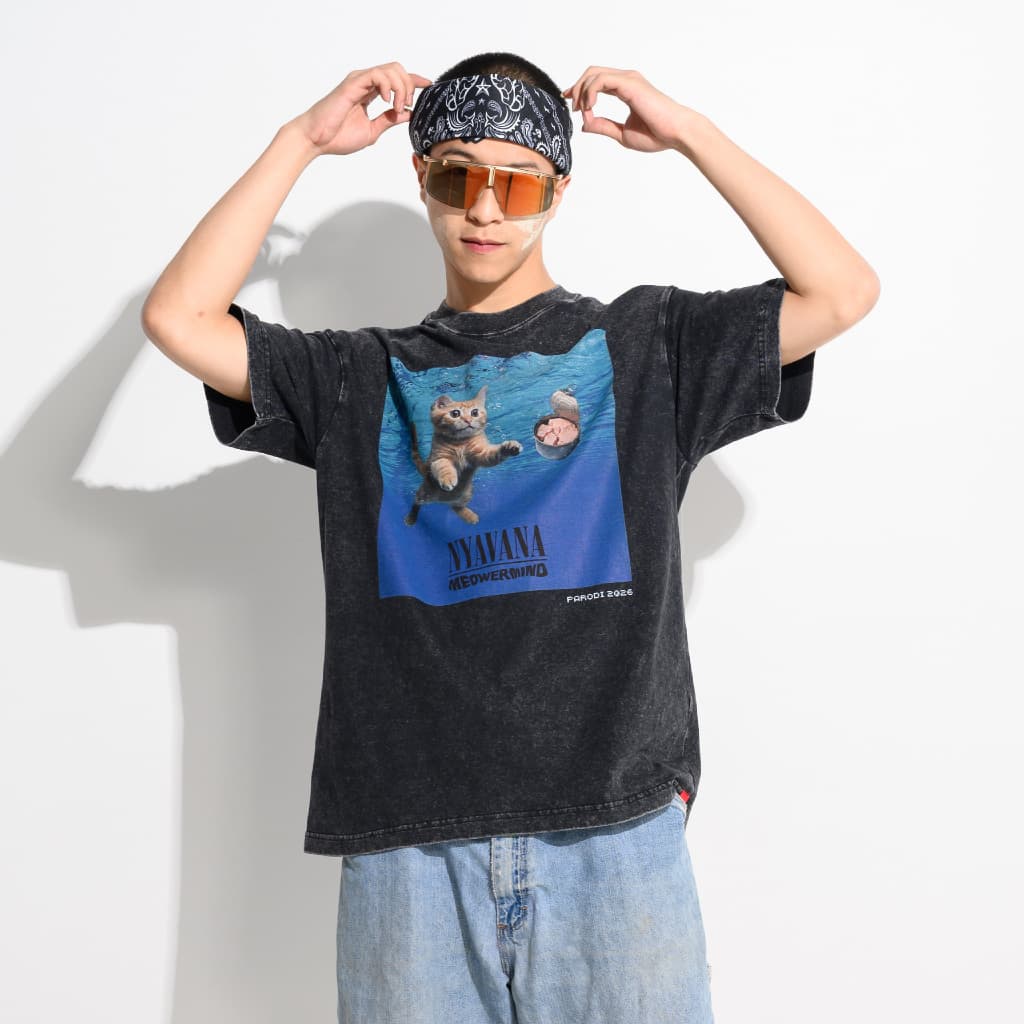meowermind เสื้อวงทาสแมว ฟอกเฟด ผ้าบาง สกรีนจมdtg รูปที่ 3