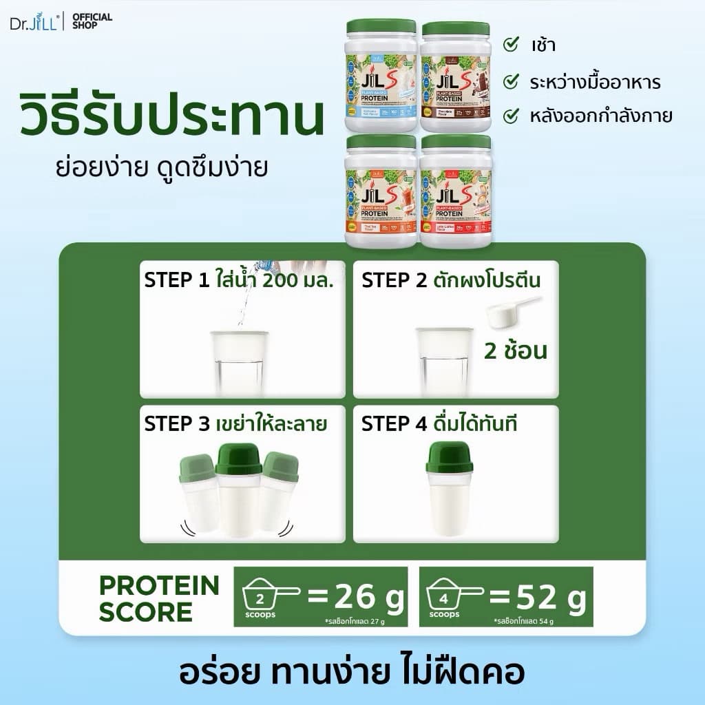 จิว เอส โปรตีน Dr.JiLL JIL S Plant-Based Protein 400 g.โปรตีนสำหรับผู้ใหญ่ โปรตีนพืช มี 4 รสชาติ รูปที่ 7