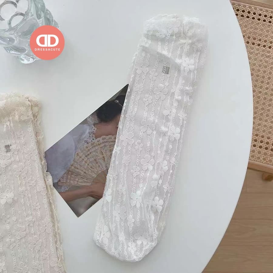 DRESSACUTE S102 / S103 / S104 ถุงเท้าผู้หญิงแบบบาง แต่งลูกไม้ รูปที่ 6