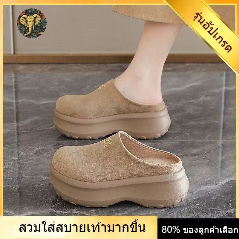 รองเท้าส้นสูง Birkenstock สีแอปริคอตสำหรับผู้หญิงรุ่นใหม่ ดีไซน์แพลตฟอร์ม เหมาะกับทุกฤดูกาล สไตล์ลำลอง ช่วยเพิ่มความสูง รูปที่ 1