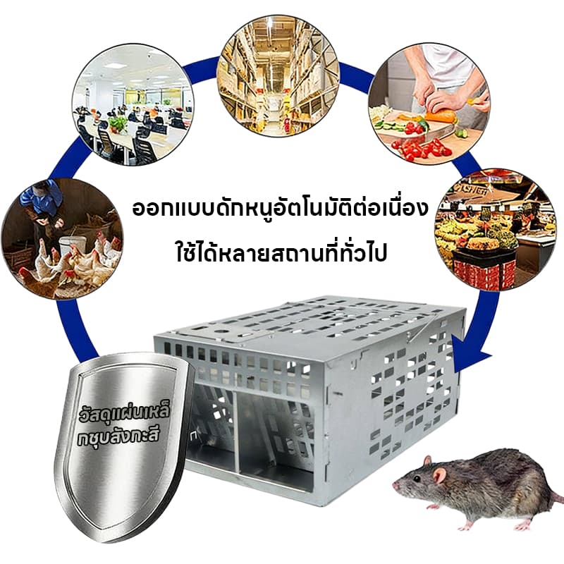กับดักหนูสองประตู กับดักหนู กรงดักหนู ใหม่ อุปกรณ์ดักจับหนูที่มีประสิทธิภาพ กับดักและกำจัดหนูทรงพลัง แบบจับต่อเนื่องได้ รูปที่ 5