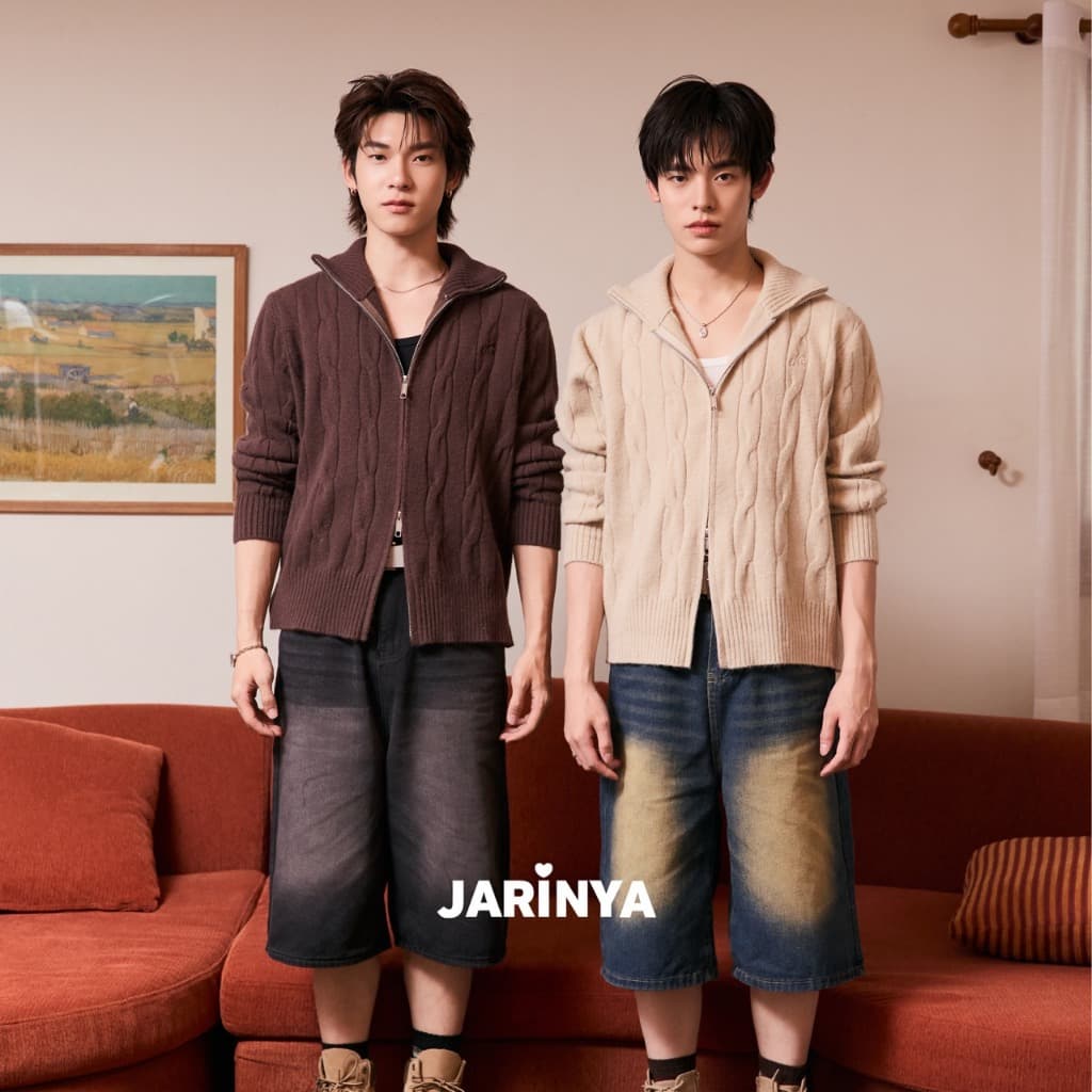 (ได้ Photo card) JARINYA (S-XL) เสื้อสเวตเตอร์ผ้าหนานุ่มใส่สบาย 2 ซิป (T1015)