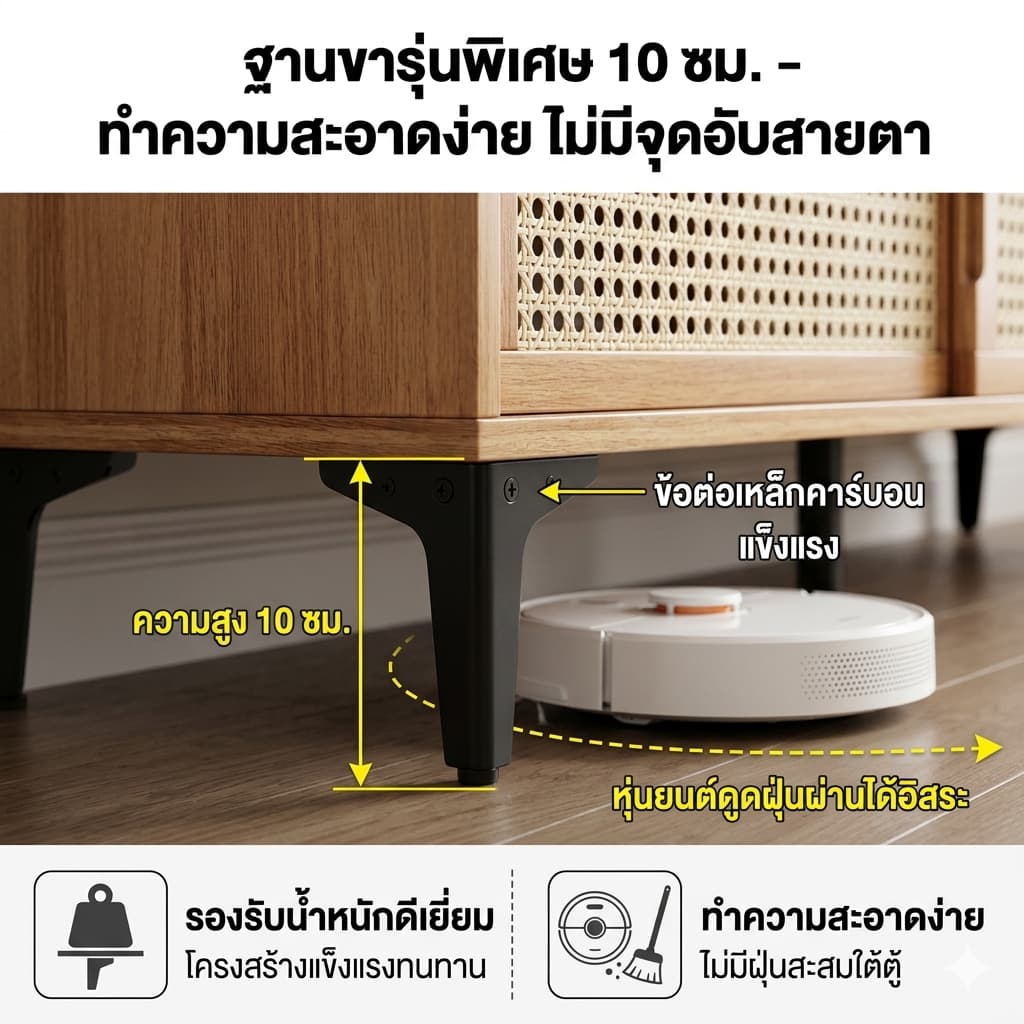 ตู้วางทีวี ชั้นวางทีวี ตู้ทีวีไม้ สามารถจัดเก็บของได้มาก วางทีวี55/65 นิ้วได้ รับน้ำหนัก 500KG รูปที่ 3