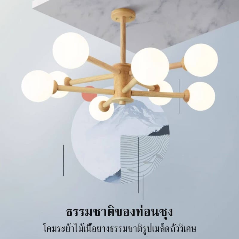 โคมไฟห้องนั่งเล่นสไตล์นอร์ดิก โคมไฟห้องรับประทานอาหารไม้โคมไฟอ่านหนังสือ สไตล์มินิมอลโมเดิร์น โคมไฟไม้เนื้อแข็งส รูปที่ 3