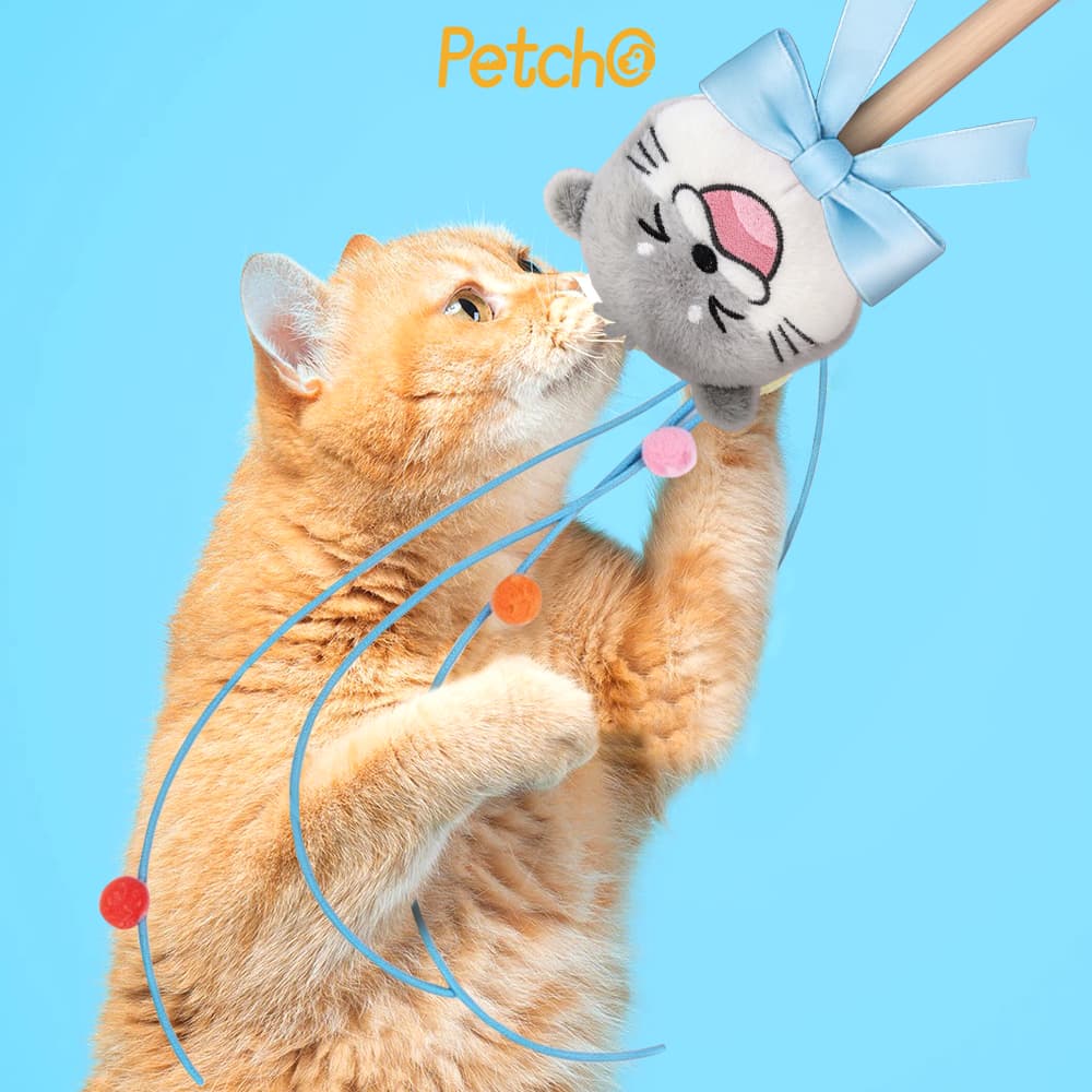 Petcho ของเล่นแมว ไม้ตกแมว มีกระดิ่งและลูกบอลสีสัน คลายเครียด คลายเหงา Choyang Cat Teaser รูปที่ 5