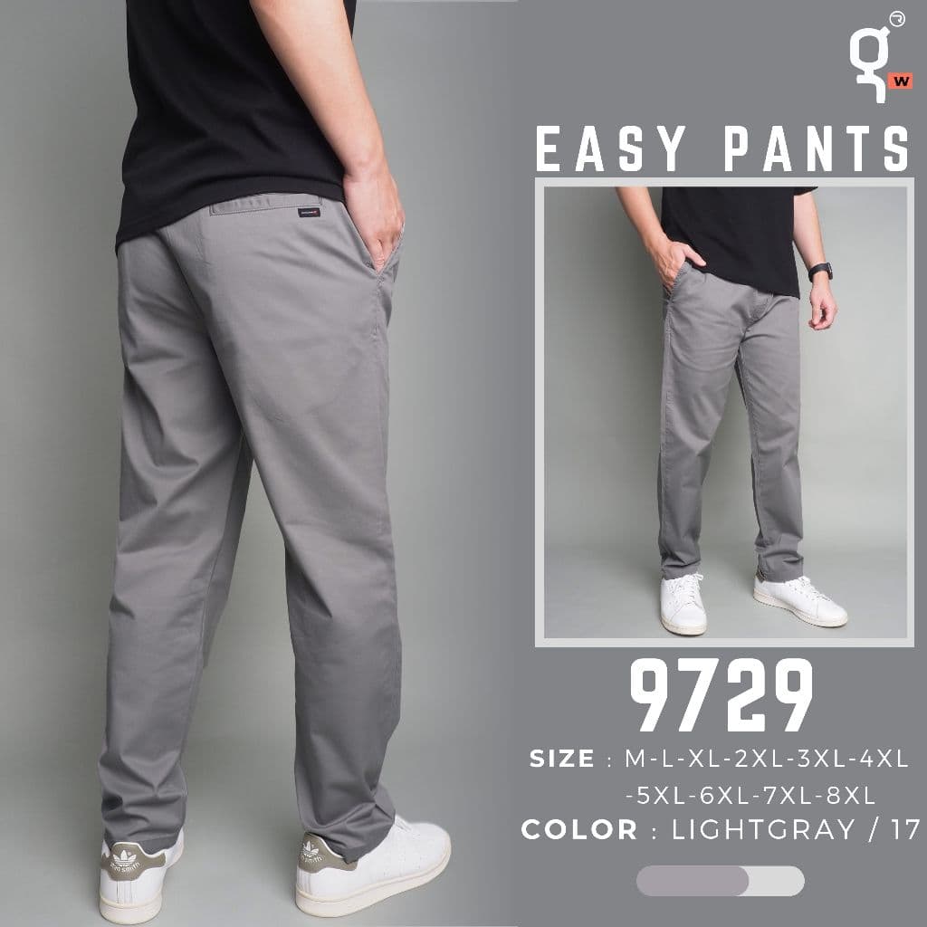 GOODWIN - 9729 EASY PANTS กางเกงขายาว ผู้ชาย ผ้าคอตต้อน100% เอวยืดมีเชือกผูก รูปที่ 2