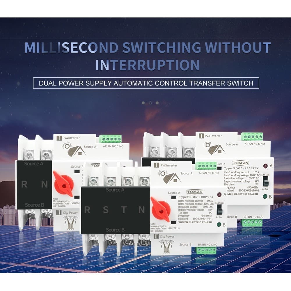 ATS 2P 63A/100A Dual Power ATS สวิทช์ ไฟฟ้า ats Automatic transfer switch เวลาในการเปลี่ยนน้อยกว่า 30ms รูปที่ 2