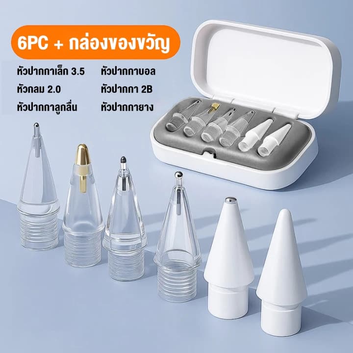 NEODIGI เคล็ดลับทดแทน 6 เท่าสําหรับ Pencil 1/2/3/Pro กล่อง Mini พร้อมปลายปากกานุ่มบาง สำหรับ Pad Pro/Air รูปที่ 2