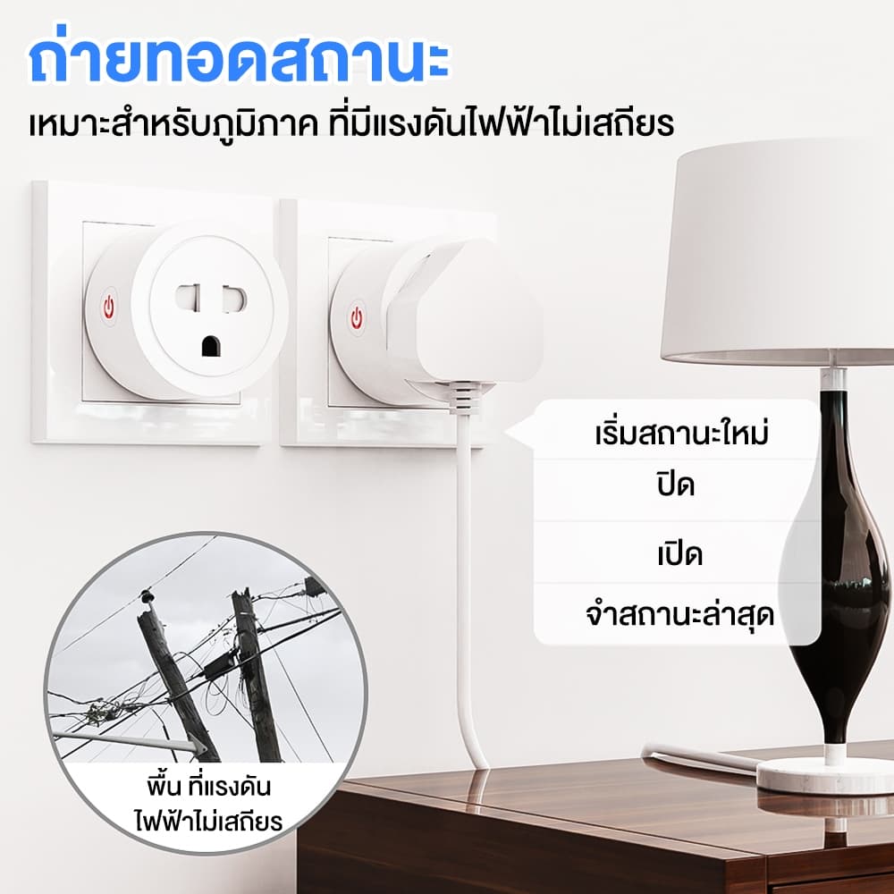ปลั๊กอัจฉริยะ WiFi 16A/20A Smart Plug วัดพลังงาน วัดค่าไฟ ตั้งเวลา ควบคุมผ่านแอป รองรับ Alexa Google รูปที่ 6