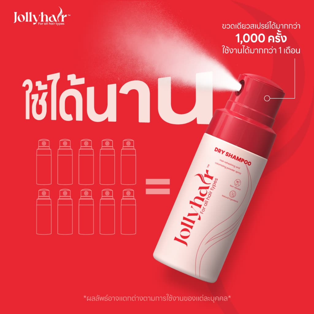 Jollyhair Dry Shampoo Spray เพิ่มวอลลุ่มและเนื้อสัมผัส ดูดซับความมัน ไม่ใช้สารอัดแก๊ส Non-Aerosol 28.5กรั รูปที่ 2
