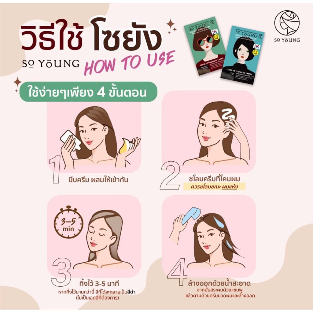โซยัง ครีมปิดผมผมขาว So Young Herbal Speed Color ติดผ่านใน3นาที รูปที่ 5