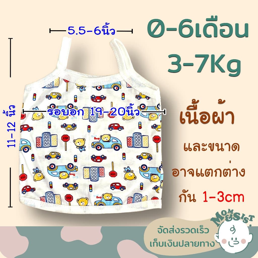 เสื้อสายเดี่ยวเด็กเล็ก แรกเกิด-6 เดือน เอวลอยๆ รูปที่ 4
