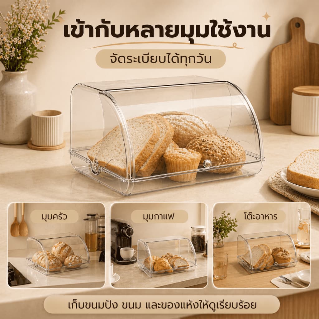 กล่องเก็บขนมปังจัดระเบียบ ใช้เก็บของเบ็ดเตล็ดได้ พกพาสะดวก สวยงาม เหมาะสำหรับร้านกาแฟ ทางเข้า ห้องครัว รูปที่ 6