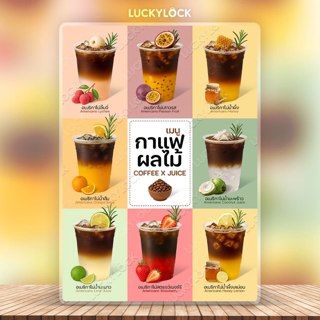 ป้ายเมนูเครื่องดื่ม ป้ายกาแฟ รวมชุดแบบที่ 5 ป้ายโปสเตอร์สำหรับร้านค้าและคาเฟ่ เคลือบแข็ง รูปที่ 9