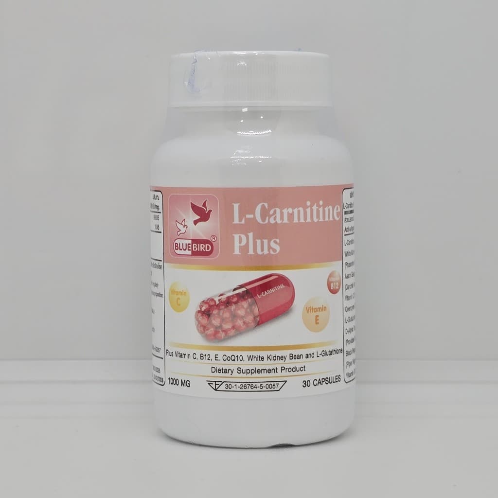 แอลคาร์นิทีน พลัส L-Carnitine Plus ตรา บลูเบิร์ด ขนาด 1000 มิลลิกรัม 30 แคปซูล รูปที่ 6