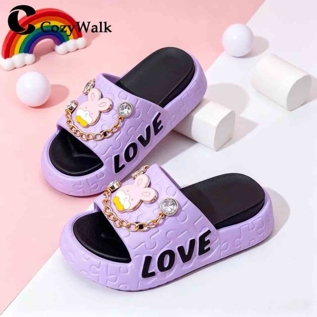 CozyWalk รองเท้าแตะเด็ก EVA ลายกระต่ายน่ารัก พื้นหนานุ่ม กันลื่น น้ำหนักเบา ใส่สบาย ไซส์24-35 รูปที่ 8