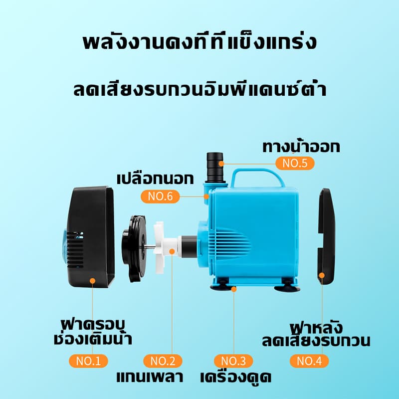 ปั้มน้ำตู้ปลา ปั้มน้ำบ่อปลา ปั๊มน้ำพุ95W-10W 4500L/H ไหล ปั๊มน้ำประหยัดไฟ ปั๊มตู้ปลา ปั๊มน้ำ ปั้มจุ่มตู้ปลา ที่ดูดน้ำ รูปที่ 5