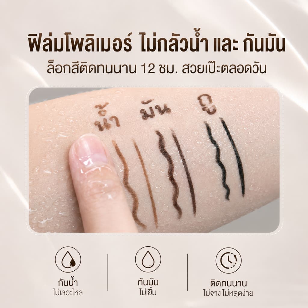 RVN ดินสอเจลเขียนขอบตา 1.5mm สีดำ/น้ำตาล กันน้ำ กันเหงื่อ ติดทนนาน สีชัด เขียนลื่น ไม่สะดุด มือใหม่ใช้ได้ รูปที่ 3