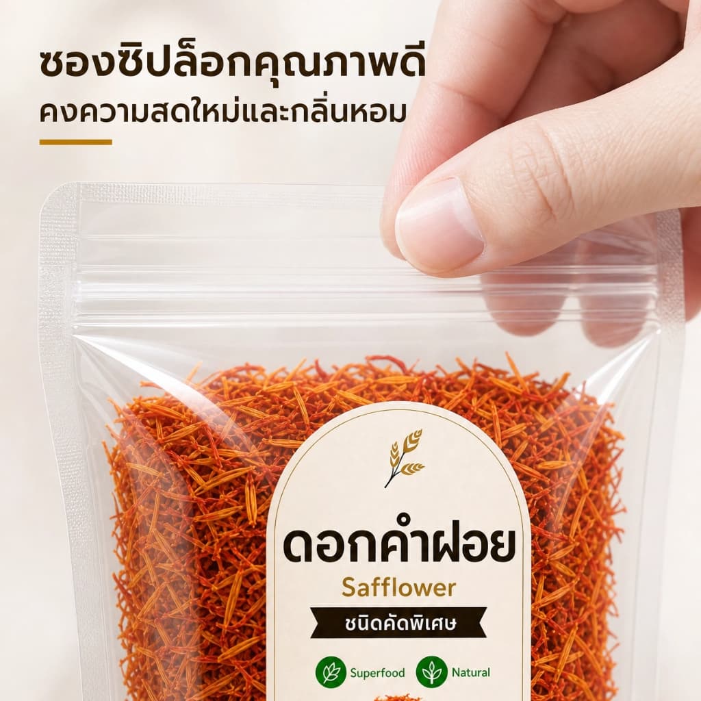 ดอกคำฝอย Safflower ธรรมชาติ 100% ชงดื่มเป็นชาได้ ไม่มีสารเจือปน Superfood สมุนไพรไทย 100g รูปที่ 7