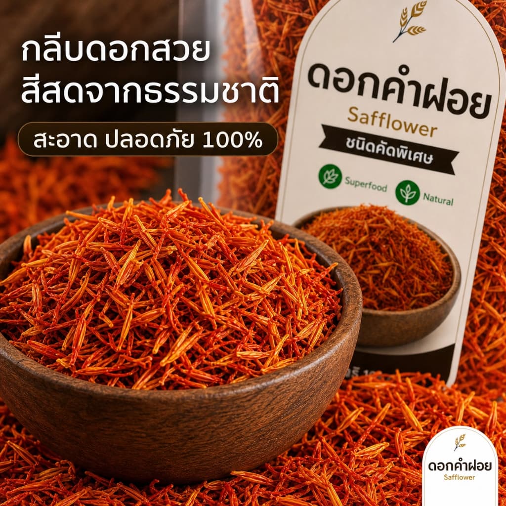 ดอกคำฝอย Safflower ธรรมชาติ 100% ชงดื่มเป็นชาได้ ไม่มีสารเจือปน Superfood สมุนไพรไทย 100g รูปที่ 3