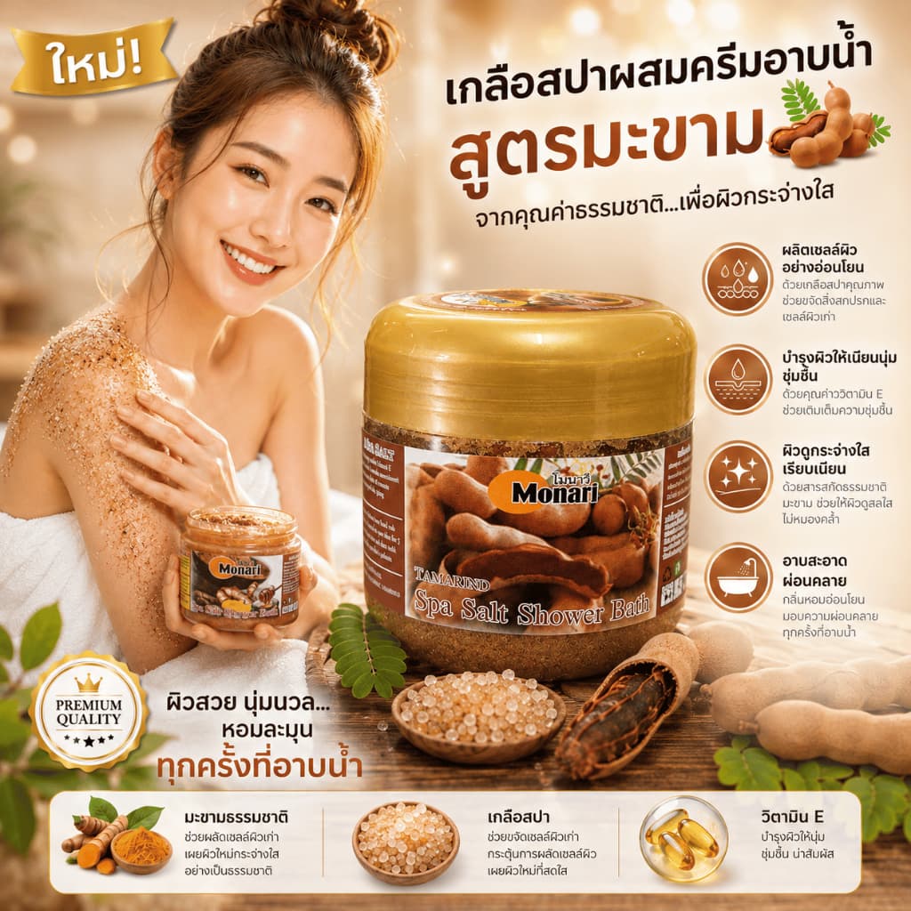 เกลือสปา สูตรผสมผงมะขาม ขนาด800กรัม รูปที่ 2