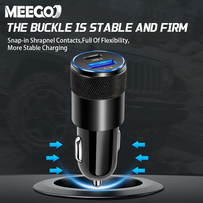 MeeGoo ชาร์จเร็วในรถยนต์ 2พอร์ต หัวชาร์จ12/24V 1USB + พอร์ต 1PD รูปที่ 7