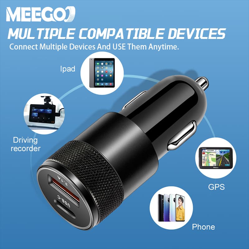 MeeGoo ชาร์จเร็วในรถยนต์ 2พอร์ต หัวชาร์จ12/24V 1USB + พอร์ต 1PD รูปที่ 6