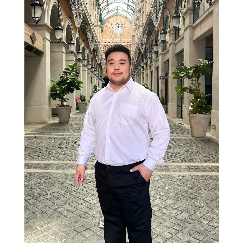 เสื้อเชิ้ตขาวแขนยาว ไซส์ อก 40 - 60 นิ้ว มีไซส์ใหญ่พิเศษ ผ้าทวิล ผ้าออกฟอต รูปที่ 2